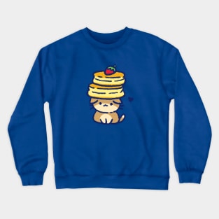 A cat balancing souffle pancakes on his head Crewneck Sweatshirt